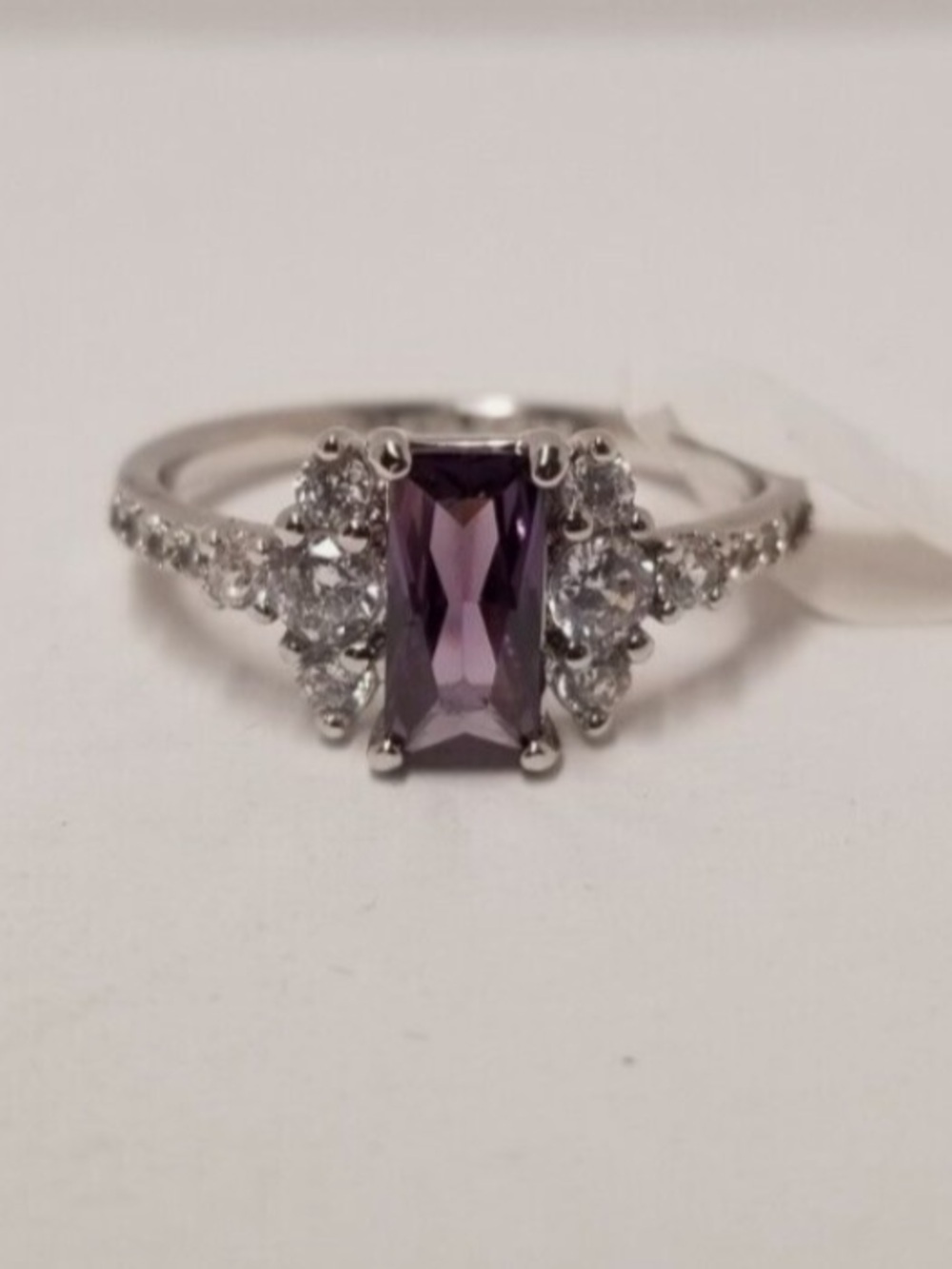 Bomb Party "Glitz & Style" Dark Amethyst CZ Rhodium Plated Ring Size 6 Zirconia - Picture 4 of 10